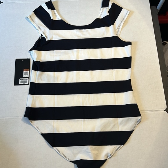 Harley-Davidson Large Bodysuit Bombshell Bodysuit Black and White Striped NWT - Picture 8 of 14
